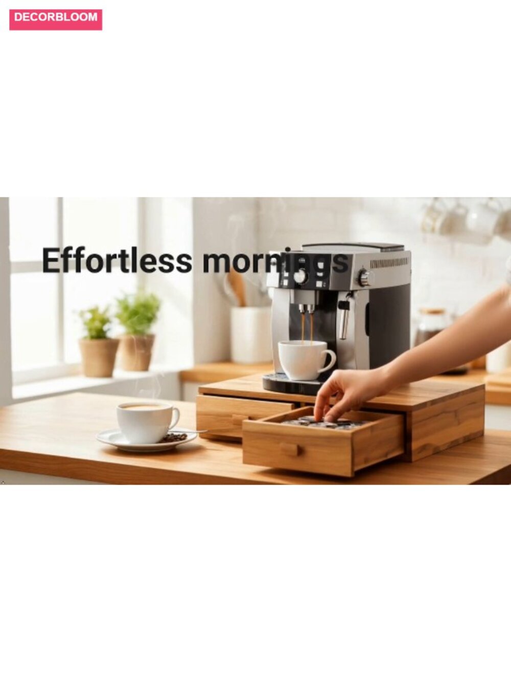 Acacia Wood 30-Pod Coffee Pod Storage Box with Drawers for K-Cup - Picture 6 of 6